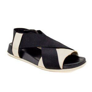 Camper Atonik TNK Black White Leather Criss Cross Sandals Women's Size 39